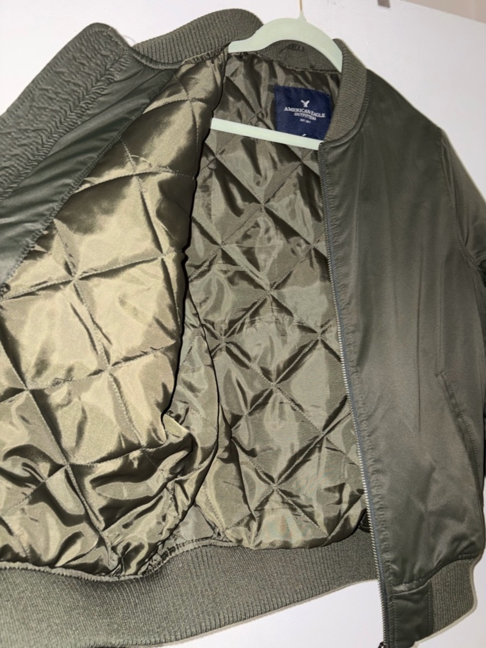 American Eagle Outfitters Olive Green Women Bomber Jacket - Picture 5 of 8